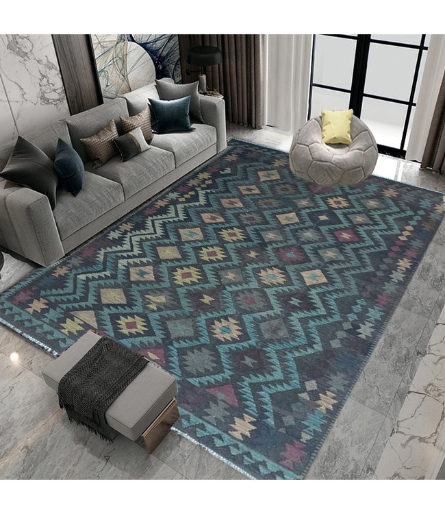 9'71x6'59 Hand Woven Afghan Wool Kilim Area Rug