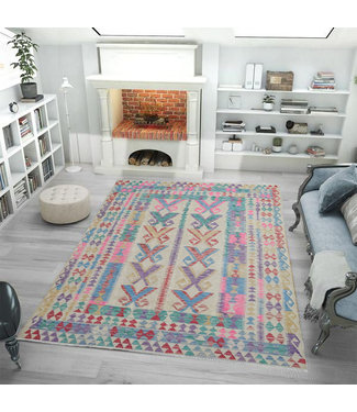 Hand Woven Afghan Wool Kilim Area Rug 238X187 cm