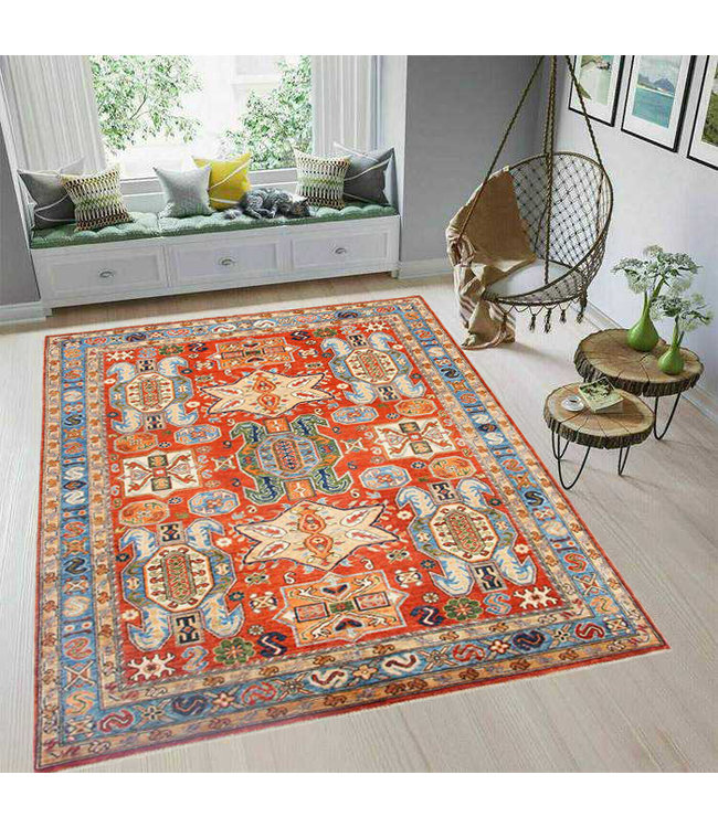 262x168 cm Kazak Rug Fine Hand knotted  Wool Oriental Carpet