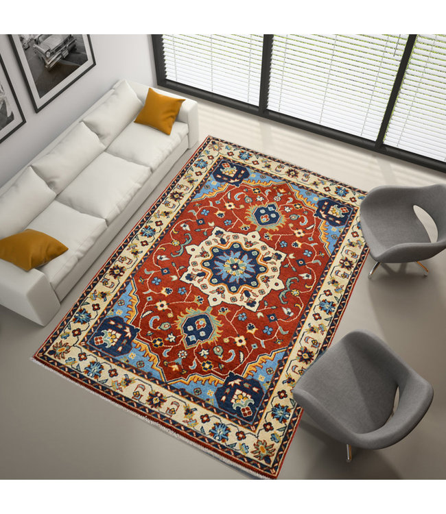 Handgeknoopt Royal Rood kazak tapijt 151x104 cm   vloerkleed Traditional