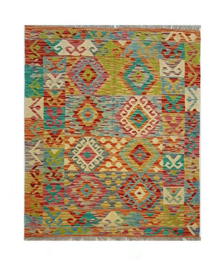 4'11x3'5 Hand Woven Afghan Wool Kilim Area Rug