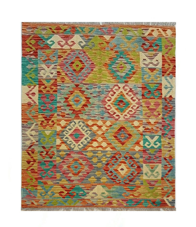 Handgewebte Orientalisch Wolle Kelim Teppich 150x106 cm