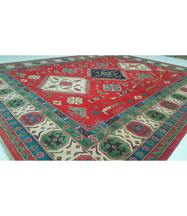 354x281 cm Kazak Rug Fine Hand knotted  Wool Oriental Carpet