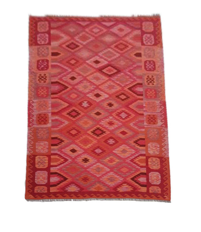 Geometric Afghan Multi color Kilim Area Rug 290 x 201 cm Oriental Handmade Tribal