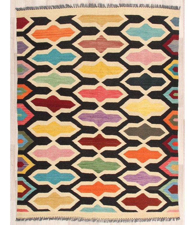 196x150 cm Handmade Afghan modern Kilim Area Rug Wool Carpet