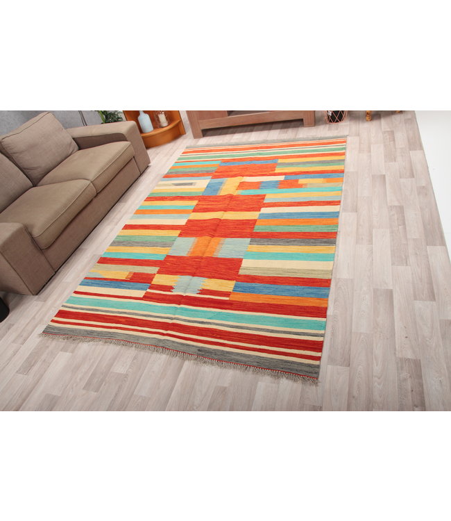 264x167 cm Handmade Afghan modern Kilim Area Rug Wool Carpet