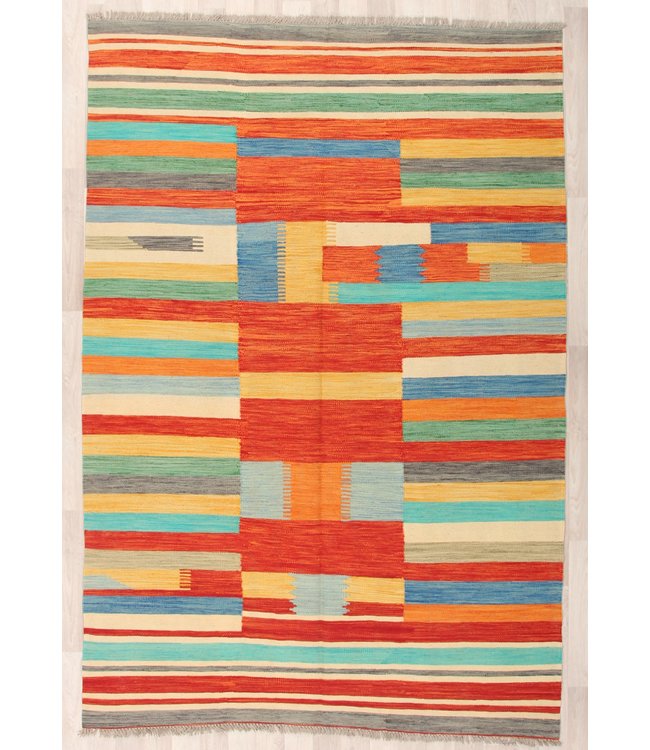 264x167 cm Handmade Afghan modern Kilim Area Rug Wool Carpet