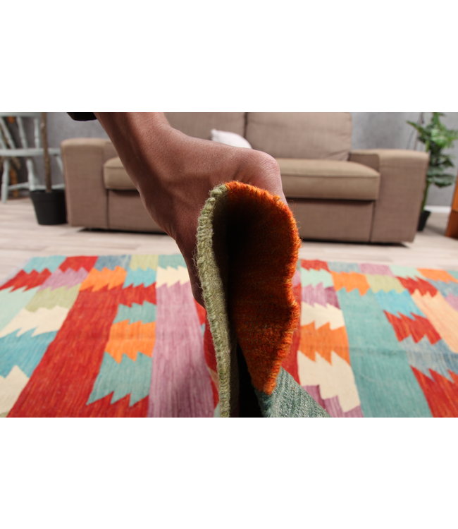 191x149 cm Handmade Afghan modern Kilim Area Rug Wool Carpet