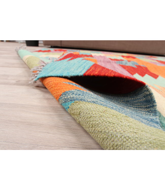 191x149  cm Handgemacht modern Wolle Kelim Teppich