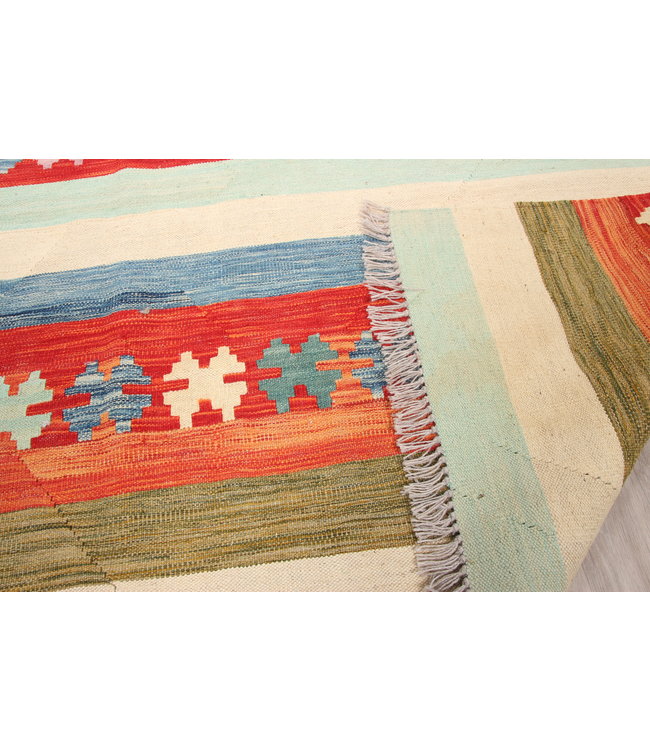 295x204cm Handmade Afghan modern Kilim Area Rug Wool Carpet