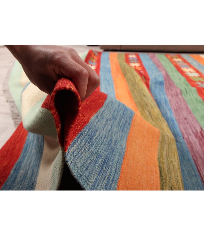 295x204cm Handmade Afghan modern Kilim Area Rug Wool Carpet