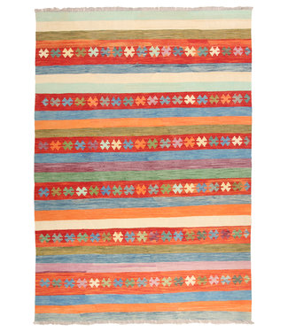 294x205cm Handmade Afghan modern Kilim Area Rug Wool Carpet