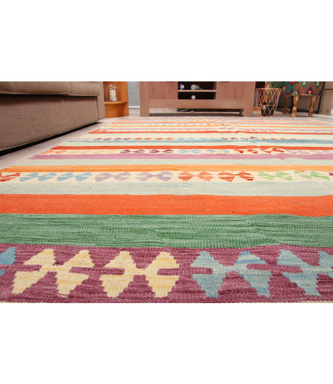 297x201 cm Handgemacht modern Wolle Kelim Teppich