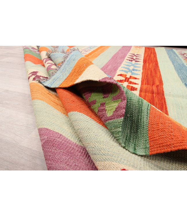 297x201 cm Handgemacht modern Wolle Kelim Teppich