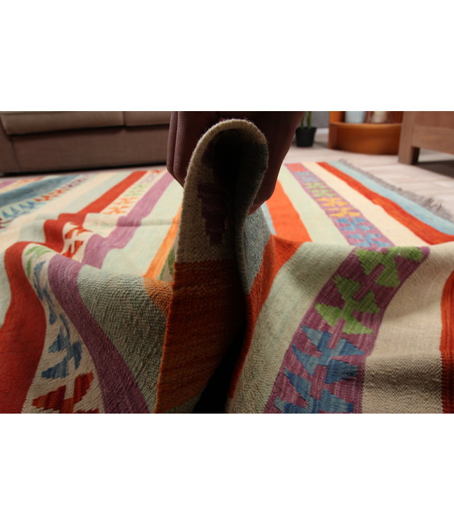 297x201 cm Handmade Afghan modern Kilim Area Rug Wool Carpet