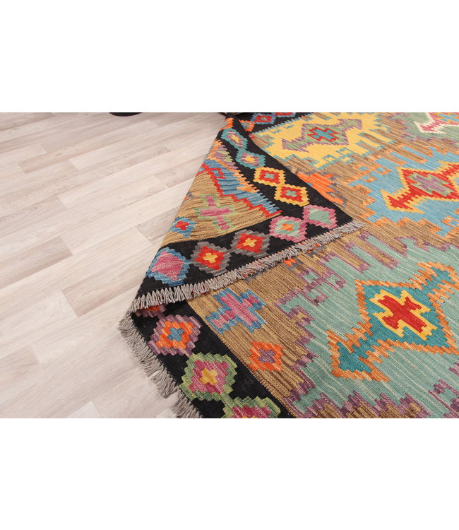 301x204 cm Handgeweven  traditionele Kelim Tapijt Wol