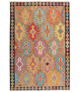 301x204 cm Handgeweven traditionele Kelim Tapijt Wol