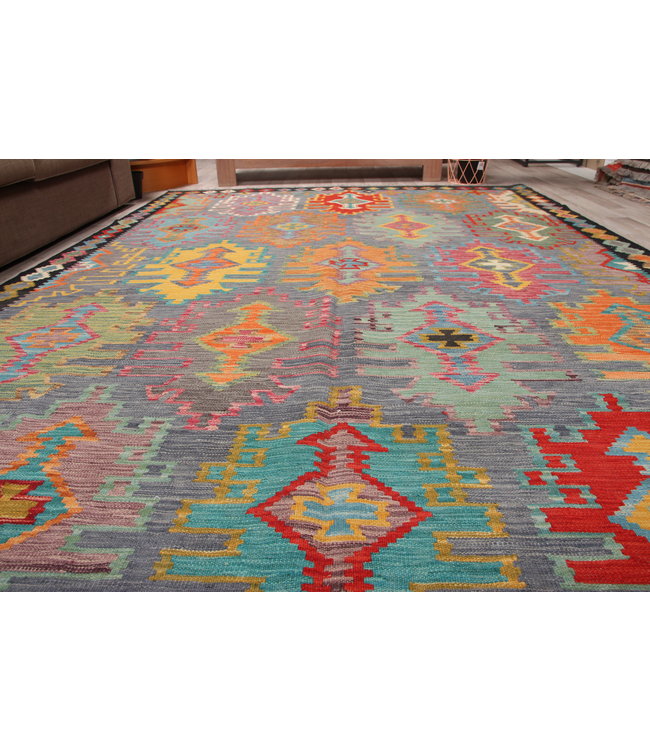 300x206 cm Handmade Afghan traditional Kilim Area Rug Wool Carpet