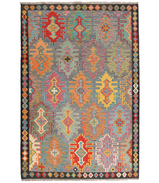 300x206 cm Handmade Afghan traditional Kilim Area Rug Wool Carpet