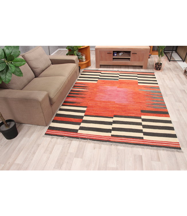 238x181 cm Handmade Afghan modern Kilim Area Rug Wool Carpet