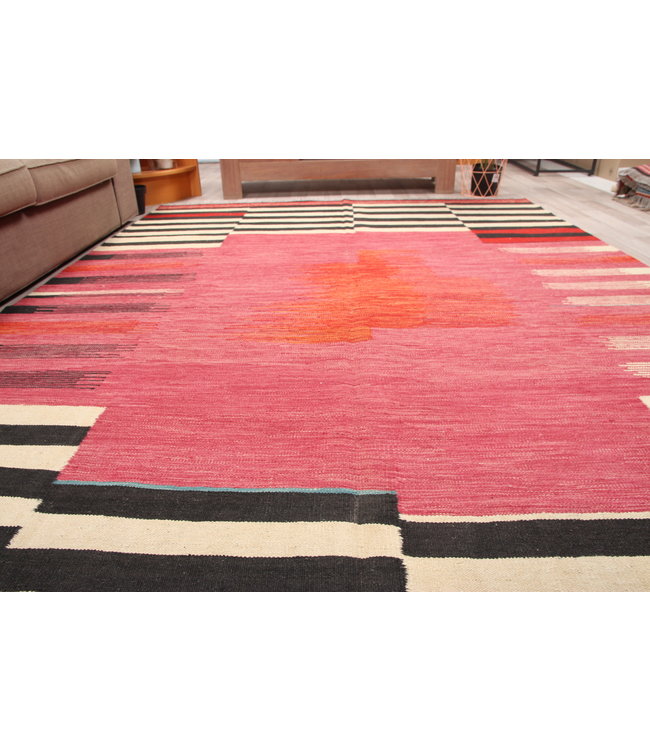 309x204 cm Handgemacht modern Wolle Kelim Teppich