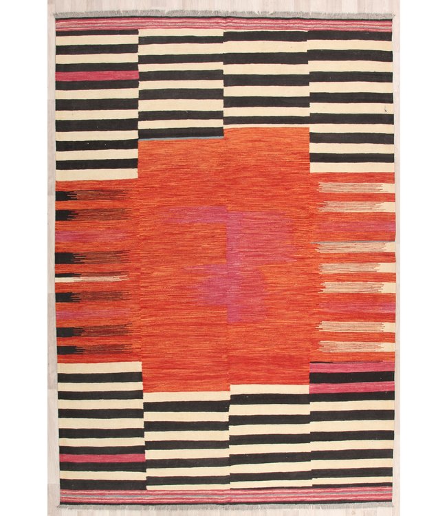 305x209 cm Handmade Afghan modern Kilim Area Rug Wool Carpet