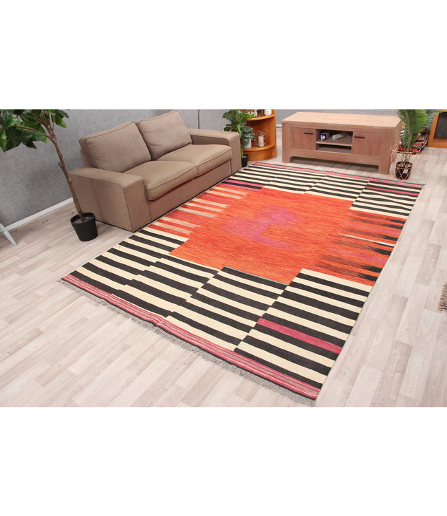 305x209 cm Handmade Afghan modern Kilim Area Rug Wool Carpet