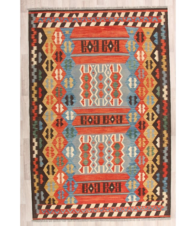 303x202 cm Handmade Afghan traditional Kilim Area Rug Wool Carpet