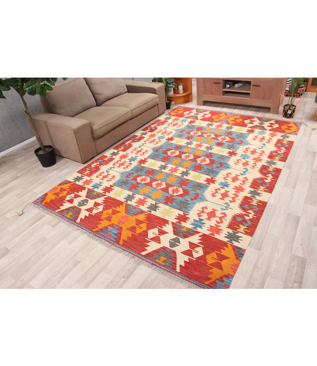 298x201 cm Handmade Afghan traditional Kilim Area Rug Wool Carpet