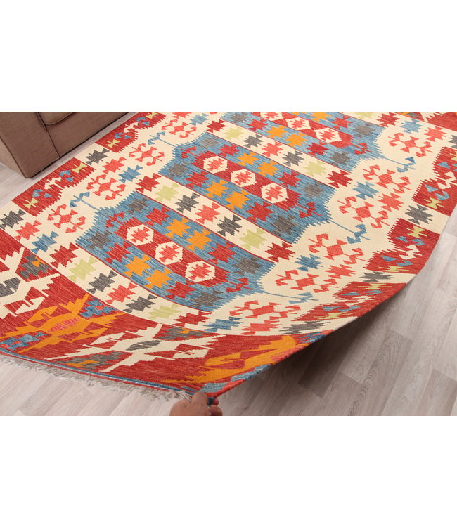 298x201 cm Handmade Afghan traditional Kilim Area Rug Wool Carpet