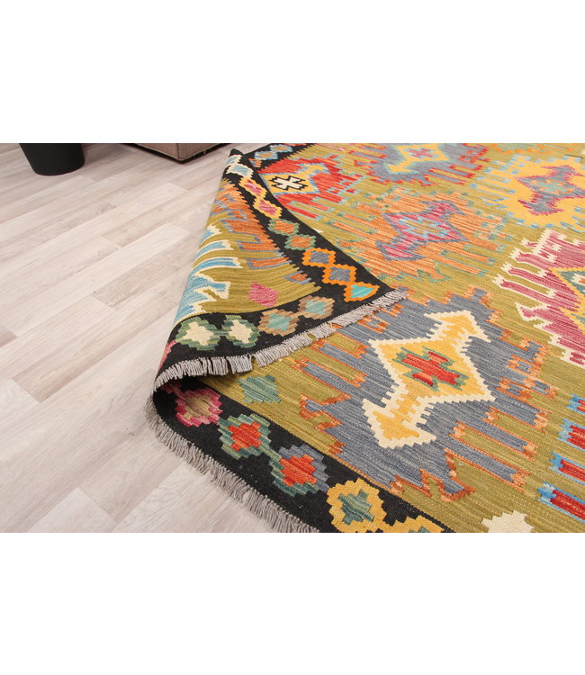 300x201 cm Handmade Afghan traditional Kilim Area Rug Wool Carpet