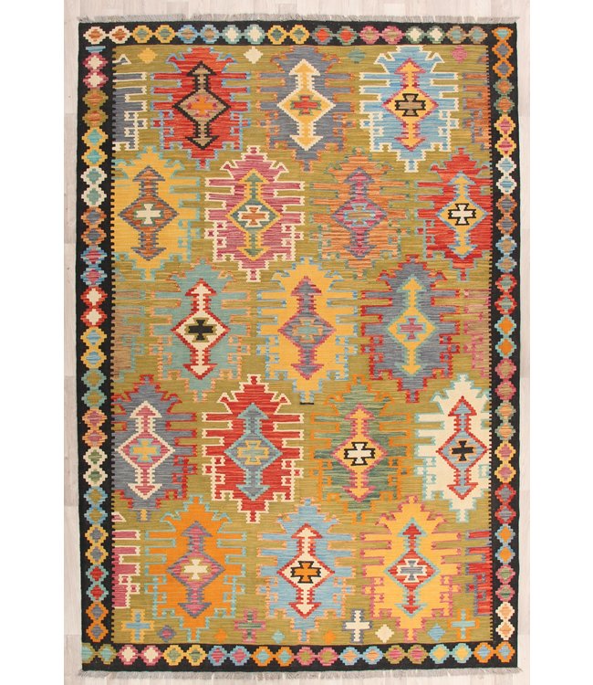 300x201 cm Handmade Afghan traditional Kilim Area Rug Wool Carpet