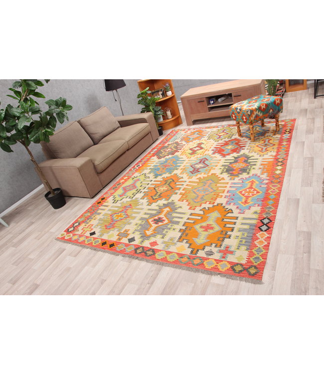 294x209 cm Handmade Afghan traditional Kilim Area Rug Wool Carpet