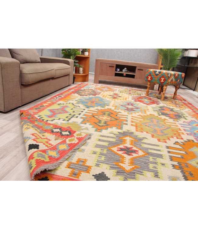 294x209 cm Handmade Afghan traditional Kilim Area Rug Wool Carpet