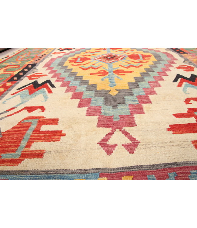 302x207 cm Handmade Afghan traditional Kilim Area Rug Wool Carpet