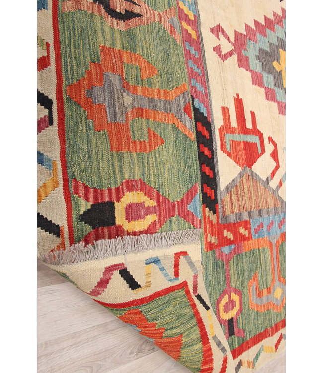 302x207 cm Handmade Afghan traditional Kilim Area Rug Wool Carpet