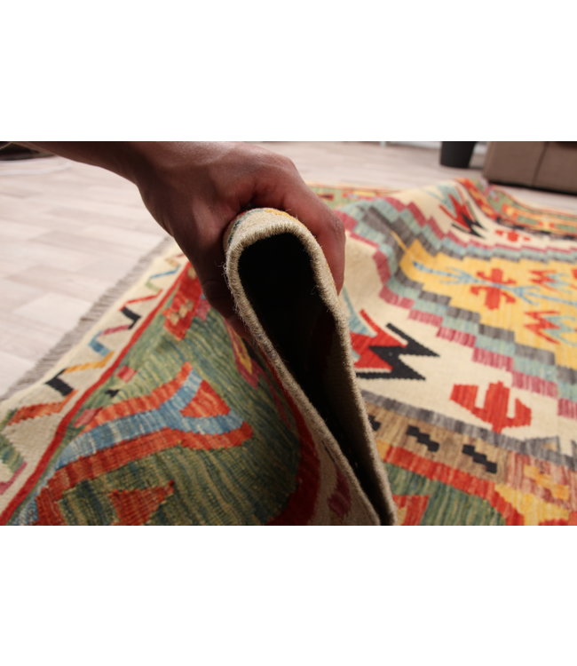 302x207 cm Handmade Afghan traditional Kilim Area Rug Wool Carpet