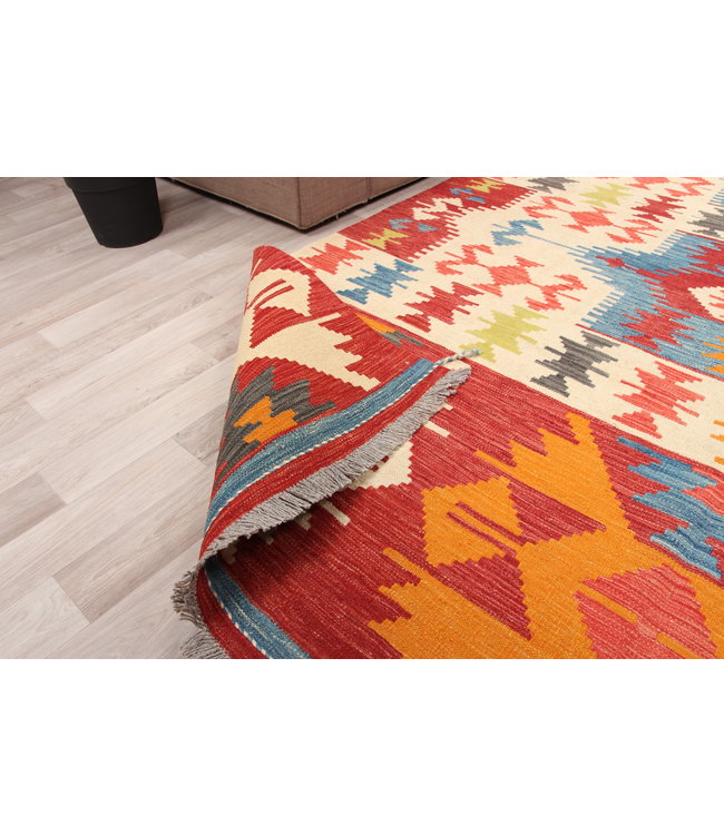 304x204 cm Handgeweven  traditionele Kelim Tapijt Wol