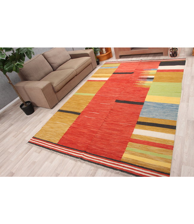 296x195 cm Handmade Afghan modern Kilim Area Rug Wool Carpet