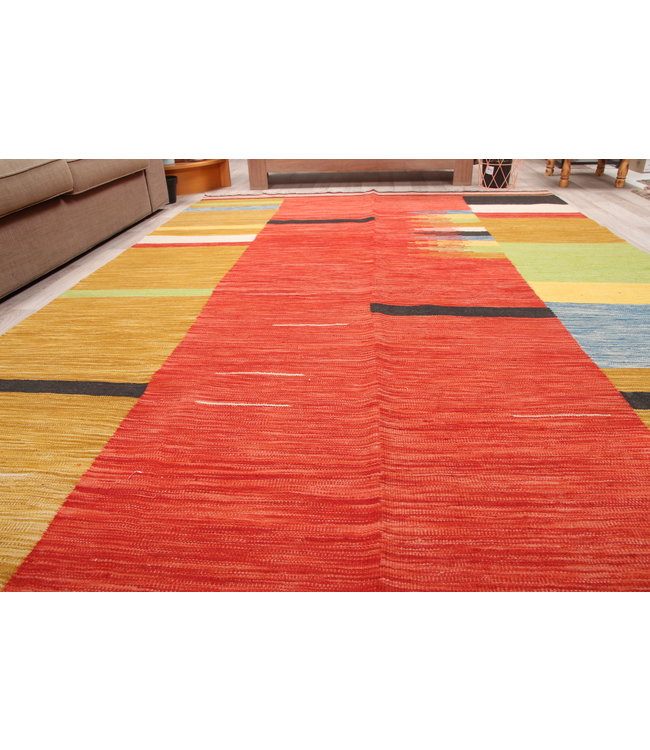 296x195 cm Handgemacht modern Wolle Kelim Teppich