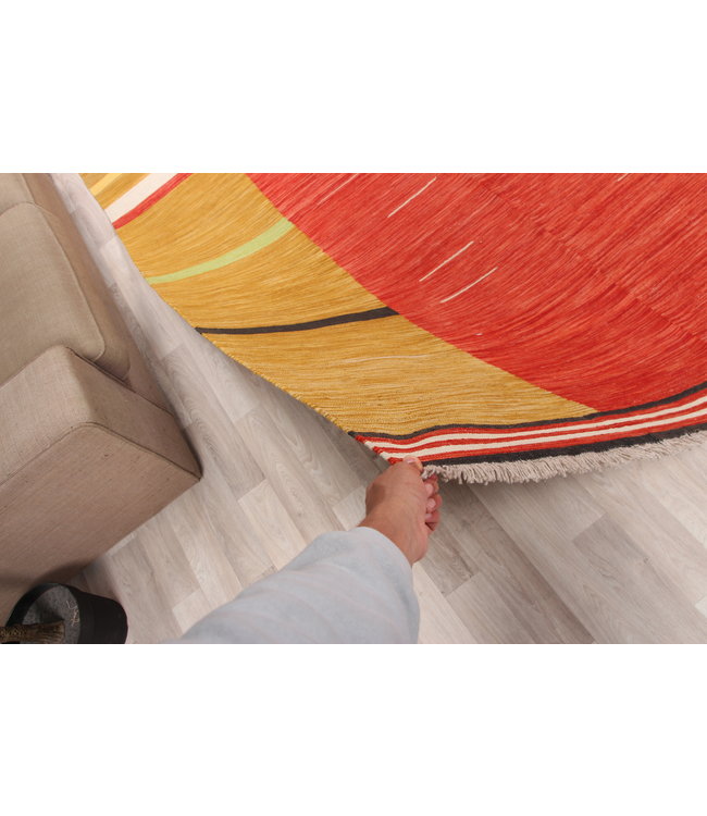 296x195 cm Handgemacht modern Wolle Kelim Teppich