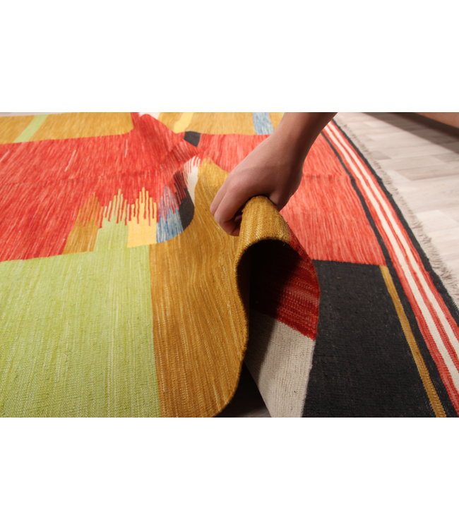 296x195 cm Handgemacht modern Wolle Kelim Teppich