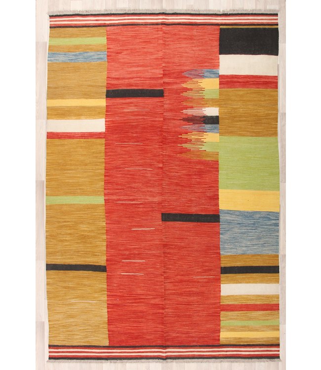 296x195 cm Handmade Afghan modern Kilim Area Rug Wool Carpet