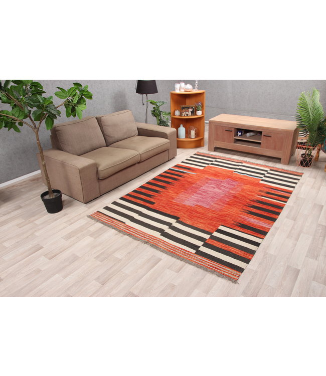 241x173 cm Handmade Afghan modern Kilim Area Rug Wool Carpet