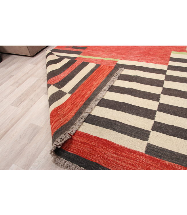 302x202cm Handmade Afghan modern Kilim Area Rug Wool Carpet