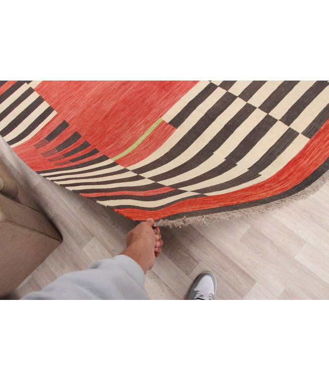 302x202cm  Handgeweven modern Kelim Tapijt Wol