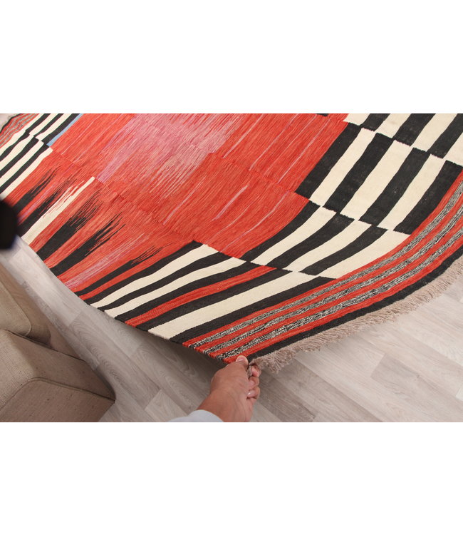 297x196cm  Handgeweven modern Kelim Tapijt Wol