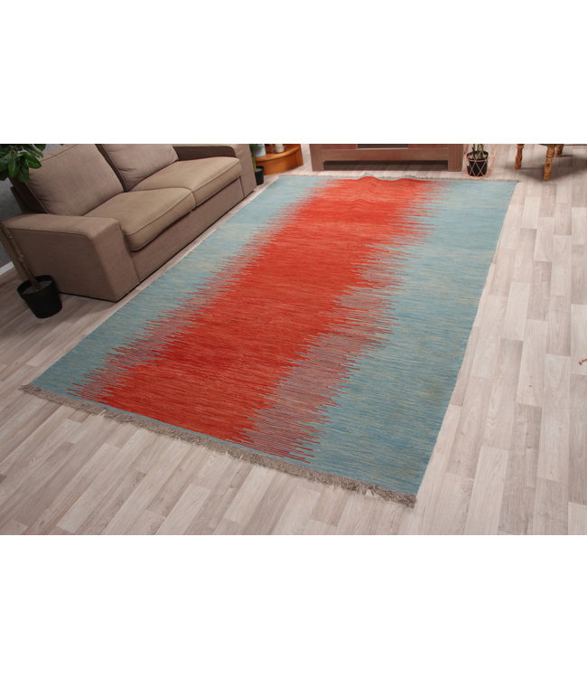 300x208 cm Handgemacht modern Wolle Kelim Teppich