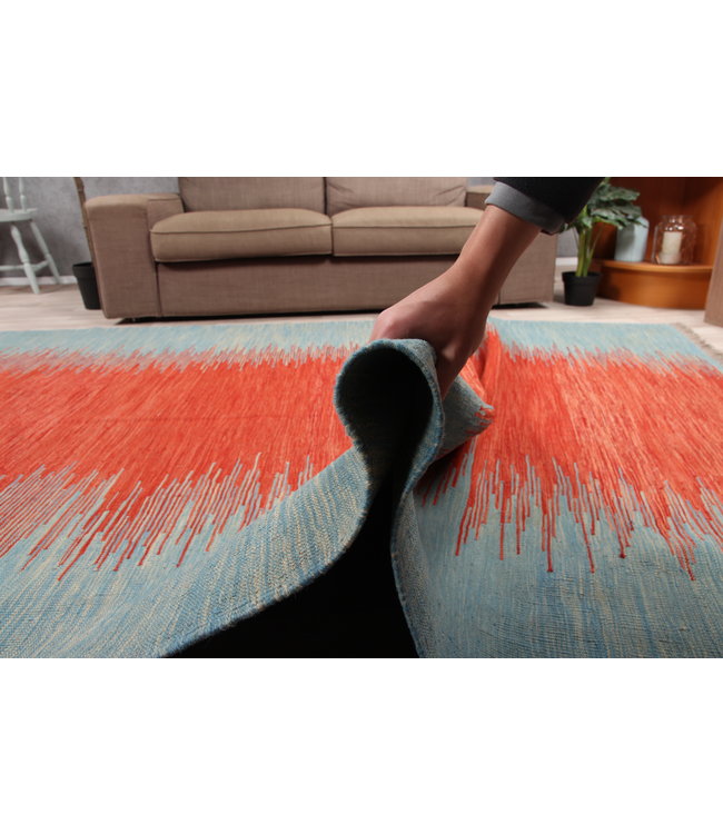 300x208 cm Handmade Afghan modern Kilim Area Rug Wool Carpet