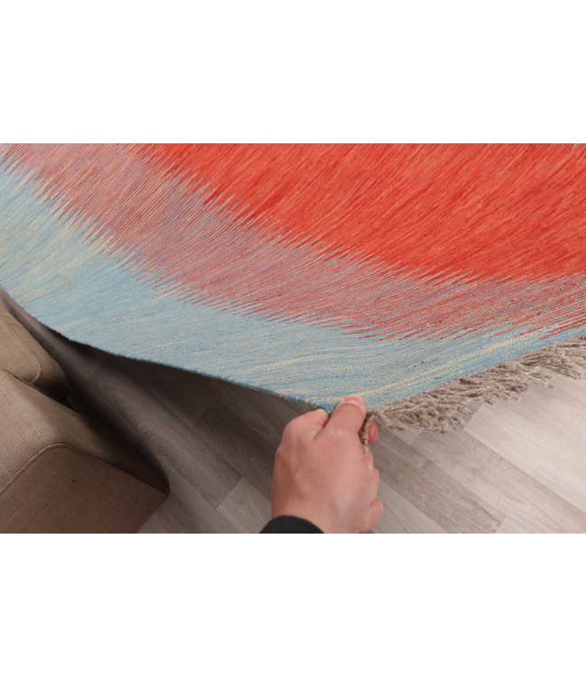 300x196 cm  Handgeweven modern Kelim Tapijt Wol